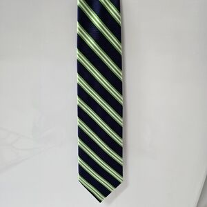 Brooks Brothers 346 Pure Silk Striped Navy and Green Tie Seattle Seahawks SB